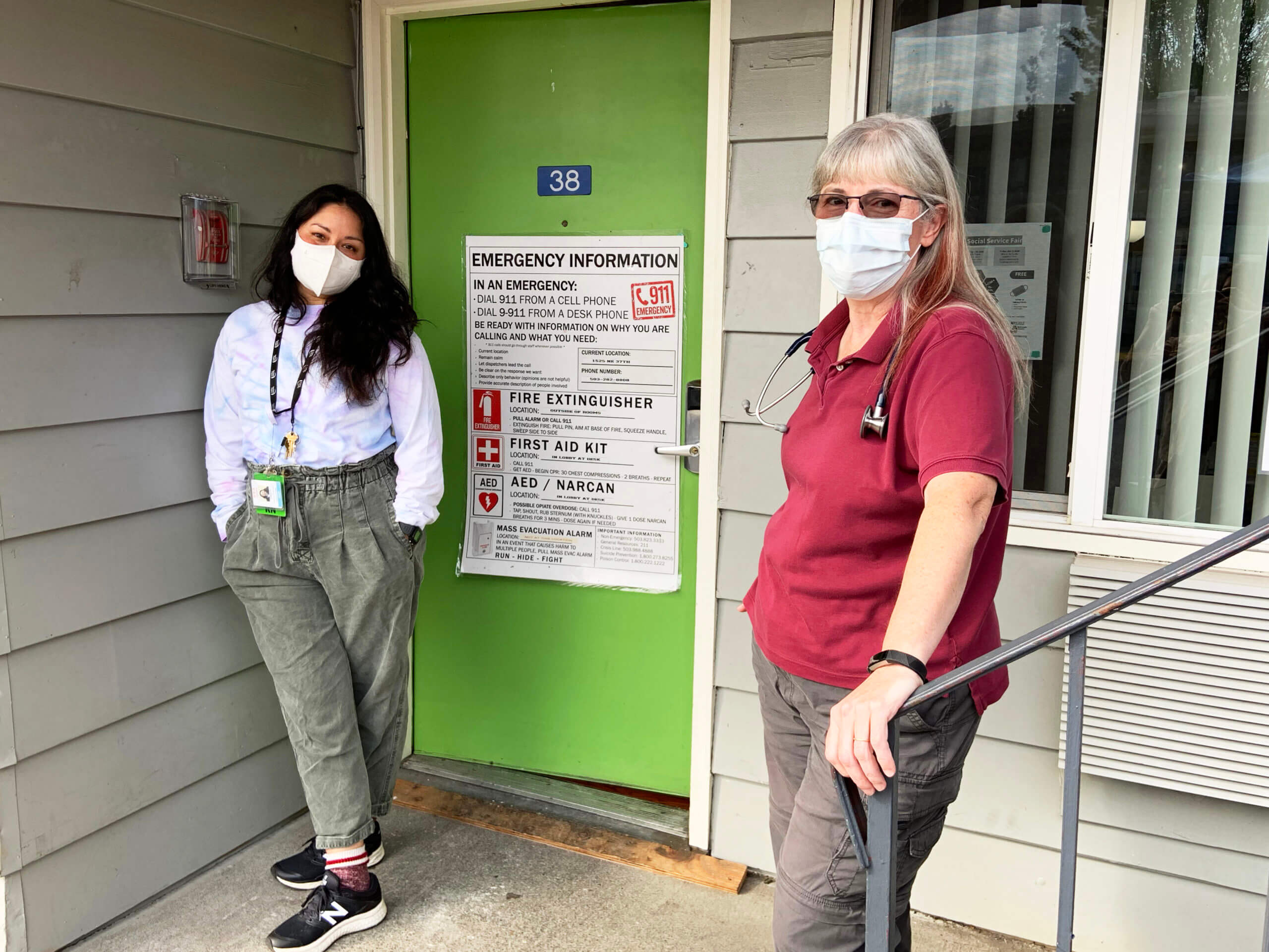 Pat Buckley, PA-C, ND, WCC (at right) and Treva Drake, BSN, RN (at left), are a tight-knit team supporting chronically ill homeless individuals in better managing their conditions so they can stay healthier and avoid hospitalization.