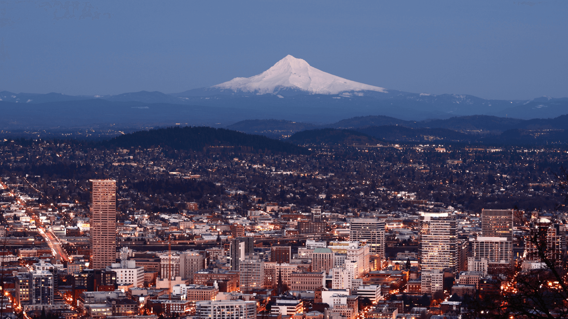 Portland skyline with Mount Hood